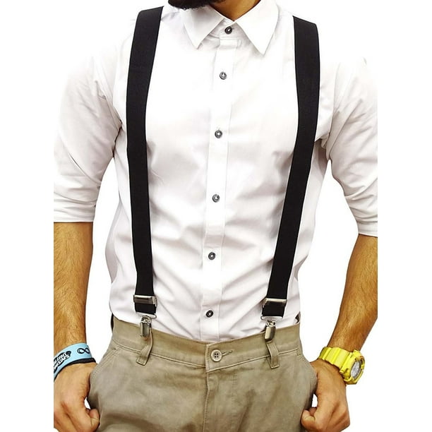 NEW Men's Brown Leather Brace With 3 Vintage Clasps Y Suspender for pants suits NEW Men's Brown Leather Brace With 3 Vintage Clasps Y Suspender for pants suits